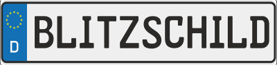 Kfz Kennzeichen mit der Text Blitzschild